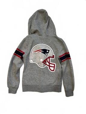 New England Patriots Kids Size Small Grey Zip Up Hoodie‎ sparkly